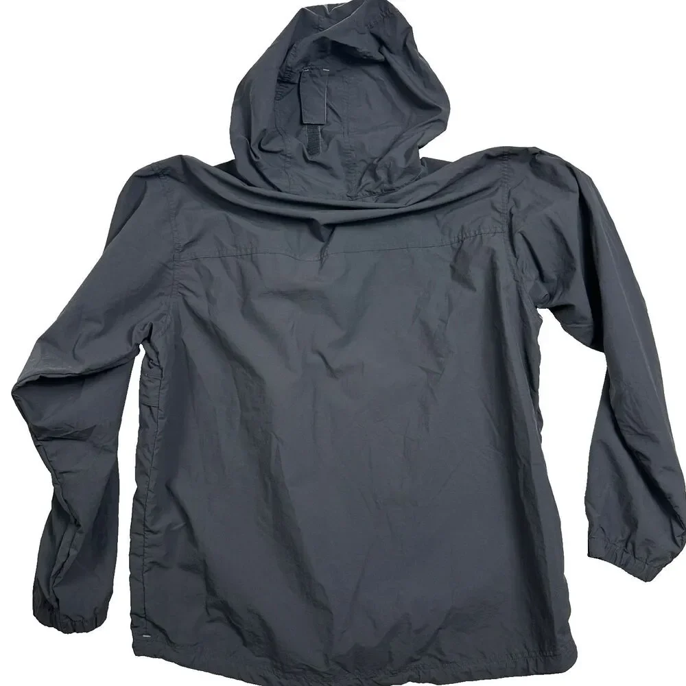 LL BEAN Mens L Tall Gray Anorak Half Zip Hooded Windbreaker Outdoor Gorpcore